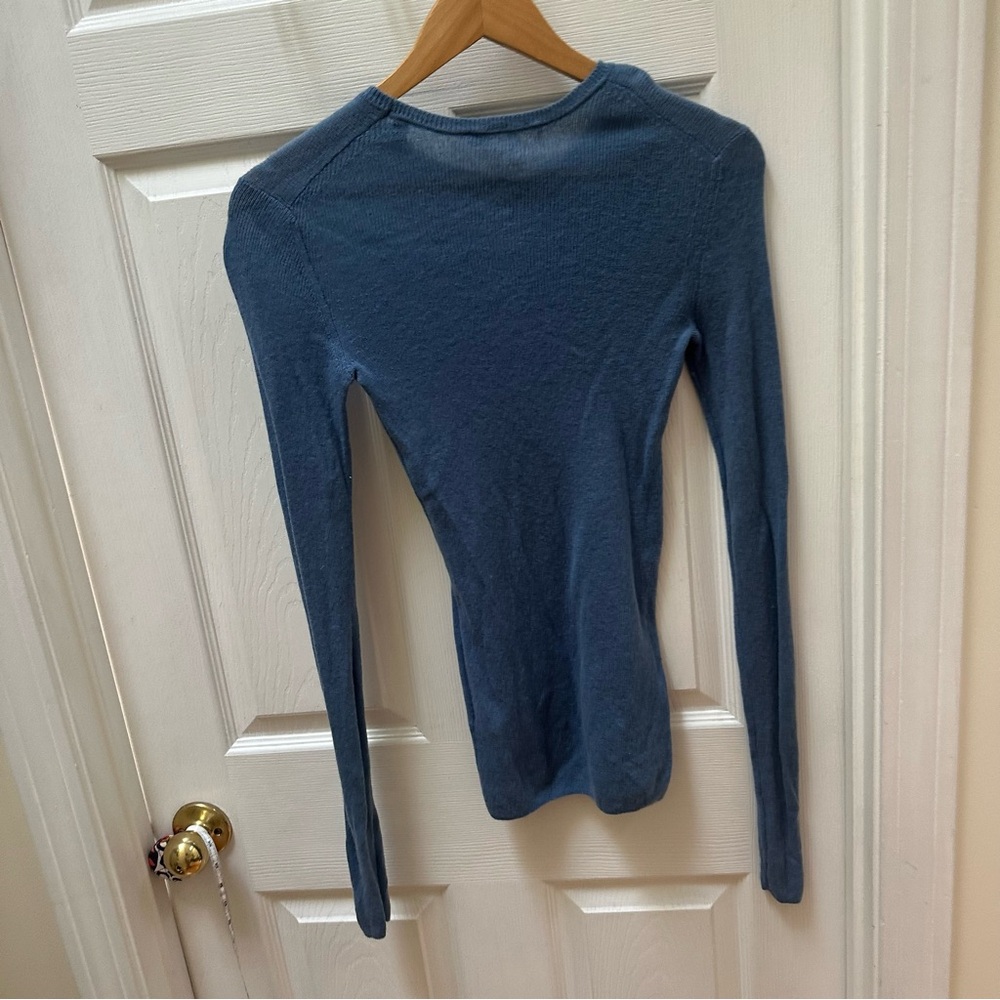 Vince Cashmere Trimless Sweater Hydrangea light Blue Long-Sleeve Crew s Small - Picture 6 of 8